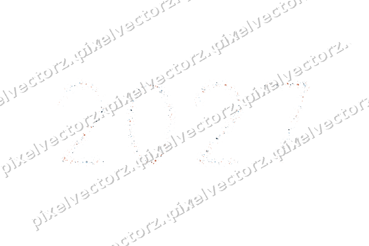 Nahtlose Glitzerzahl 2027 in Orange und Türkis auf transparentem Grund
