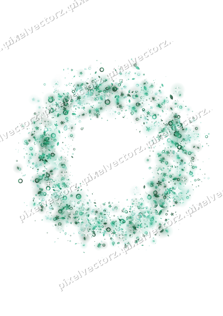 Nahtloser Glitzerkranz aus Blüten und Tropfen auf transparentem Grund