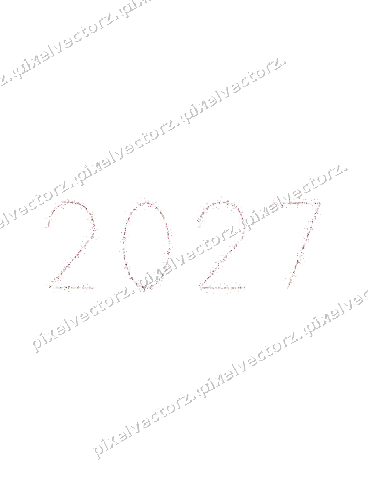 Nahtlose Glitzerzahl 2027 in Dunkelrosa auf transparentem Grund