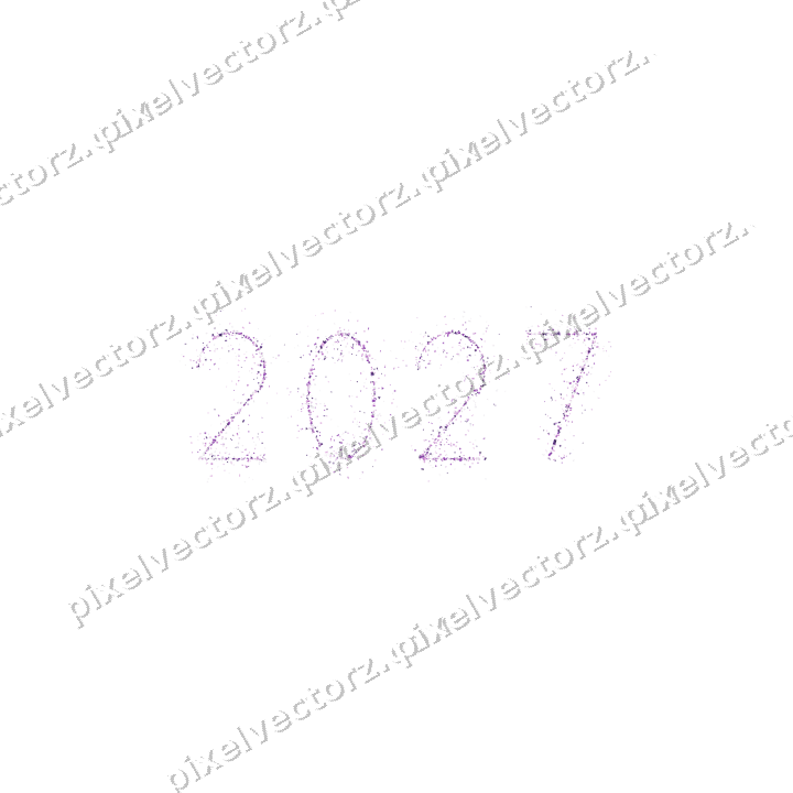Nahtlose Glitzerzahl 2027 in Violett auf transparentem Grund