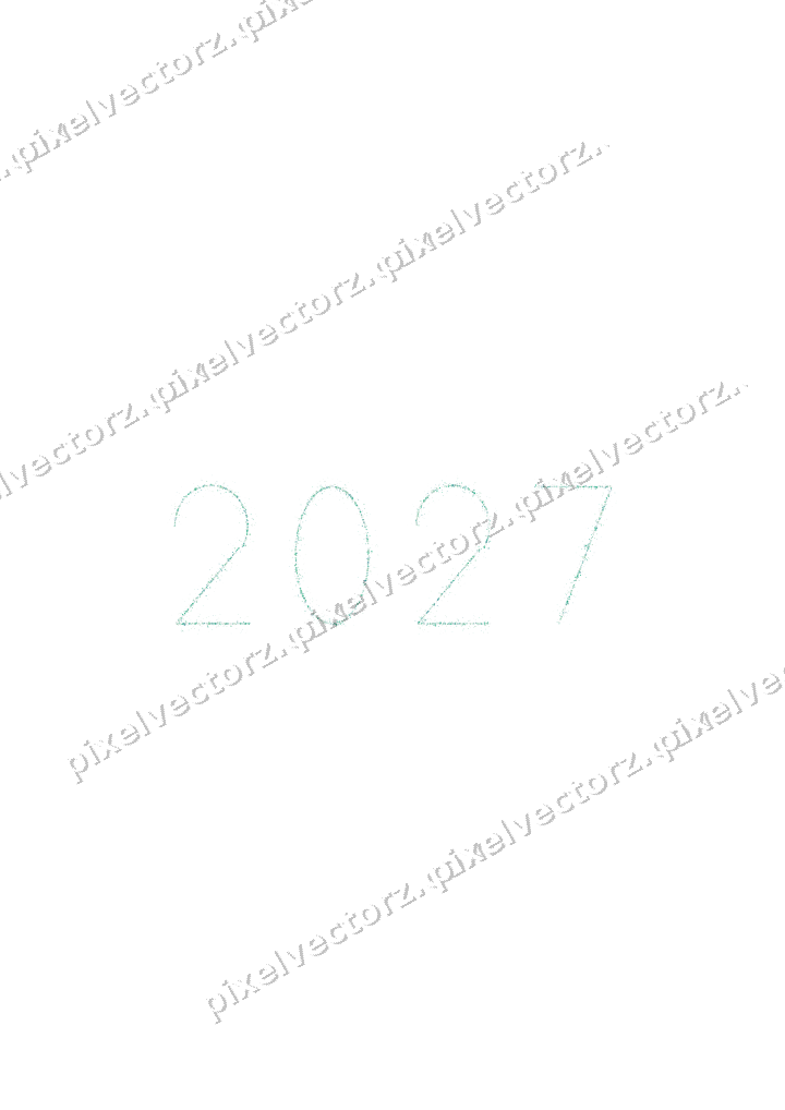 Nahtlose Glitzerzahl 2027 aus Herzen in Grün auf transparentem Grund