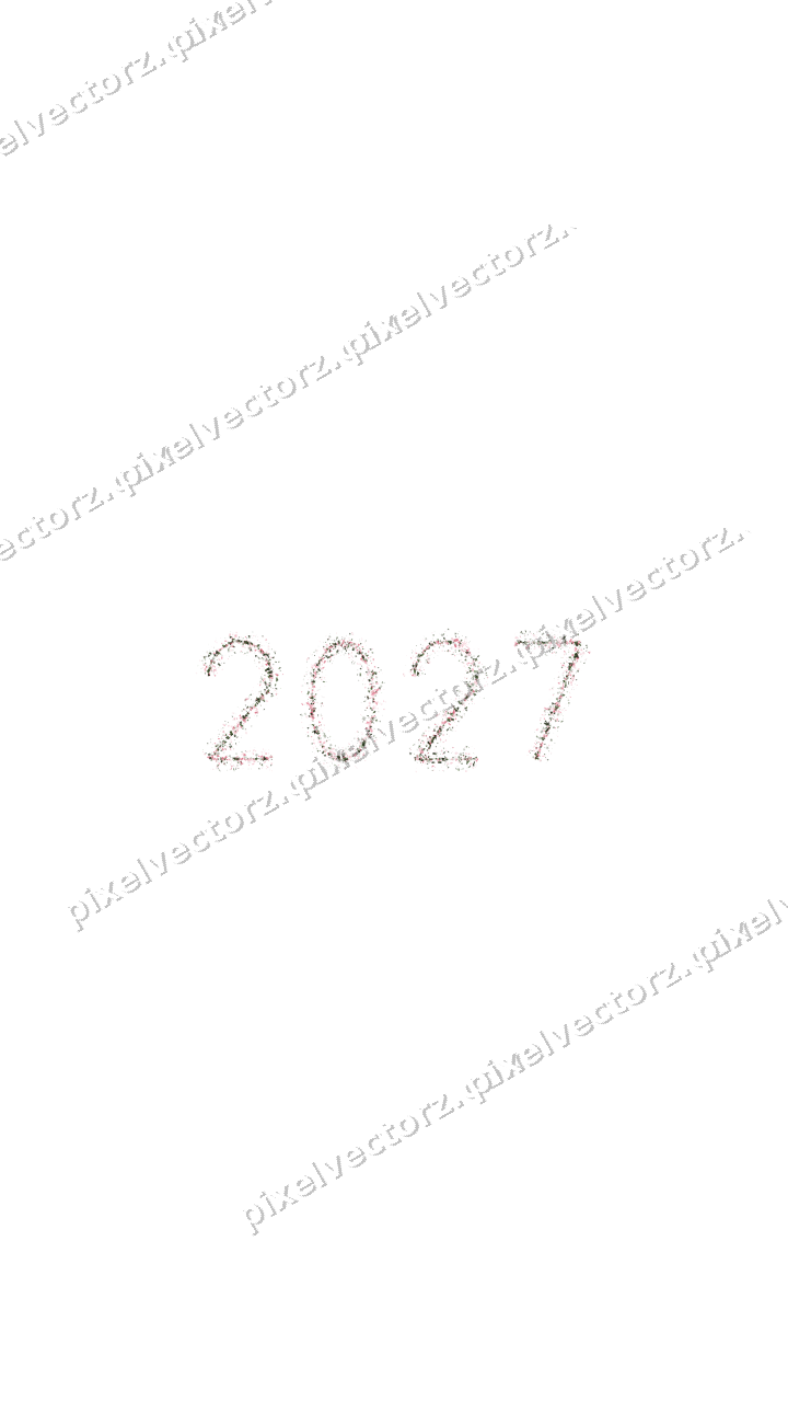 Nahtlose Glitzerzahl 2027 in Rosa auf transparentem Grund