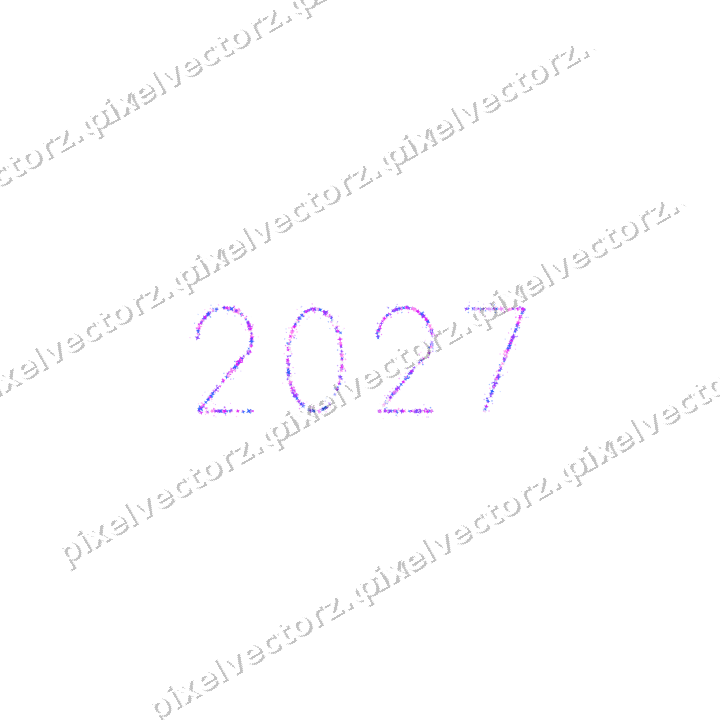 Nahtlose Glitzerzahl 2027 aus Sternen auf transparentem Grund