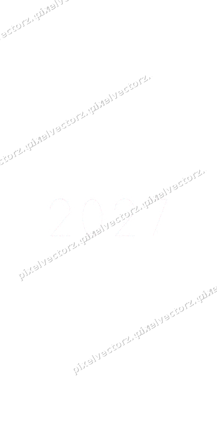 Nahtlose Glitzerzahl 2027 in Rosa und Türkis auf transparentem Grund
