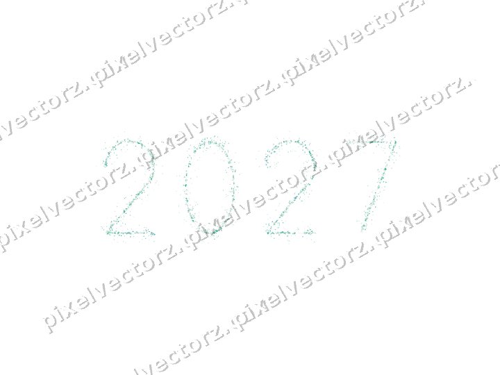 Nahtlose Glitzerzahl 2027 in Grün und Petrol auf transparentem Grund