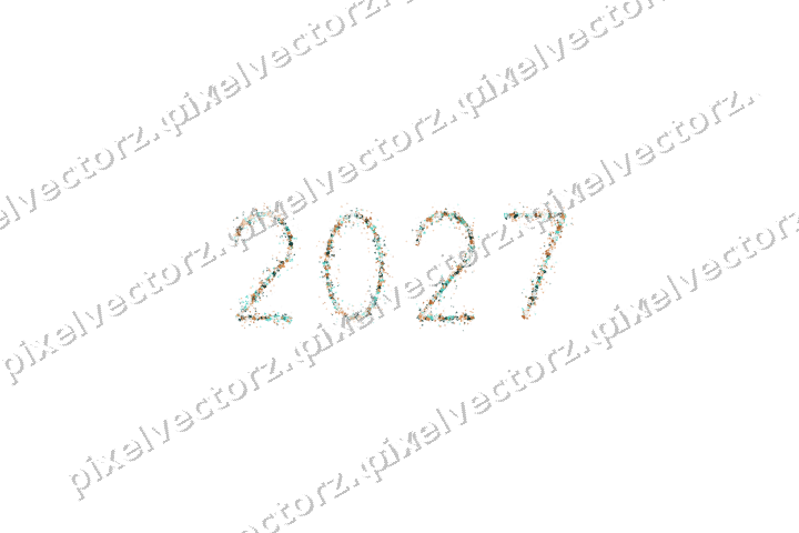 Nahtlose Glitzerzahl 2027 aus Sektschalen auf transparentem Grund