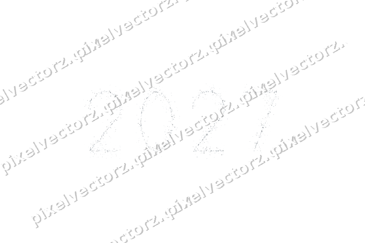 Nahtlose Glitzerzahl 2027 aus Punkten auf transparentem Grund