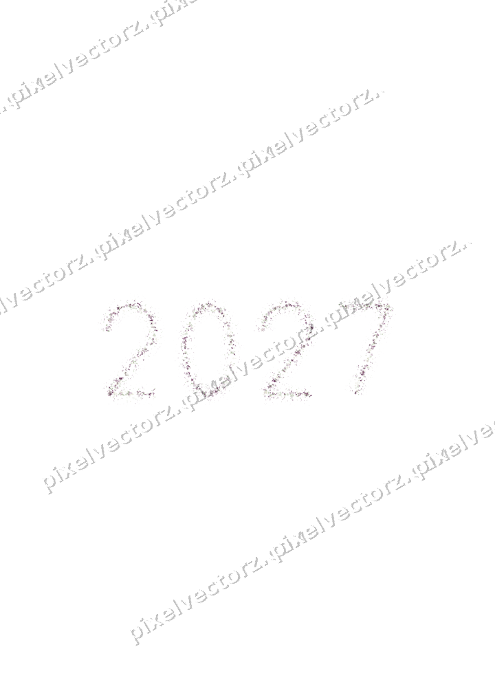 Nahtlose Glitzerzahl 2027 in Dunkelmagenta auf transparentem Grund