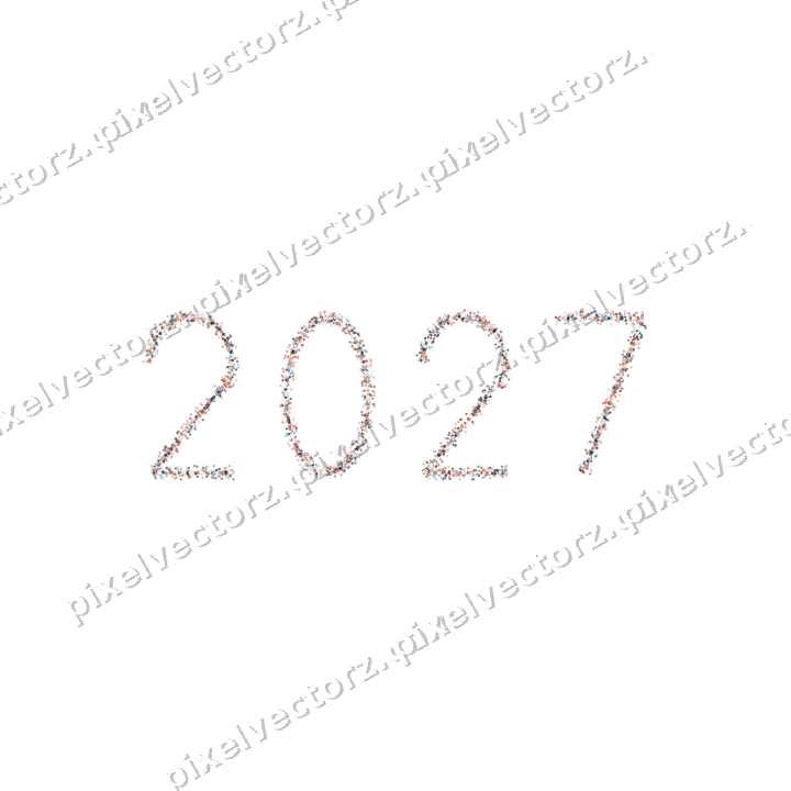 Nahtlose Glitzerzahl 2027 aus Sternen auf transparentem Grund
