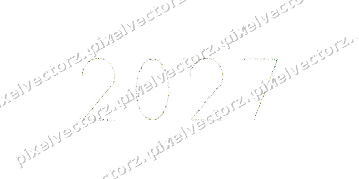 Nahtlose Glitzerzahl 2027 in Dunkelgrün auf transparentem Grund