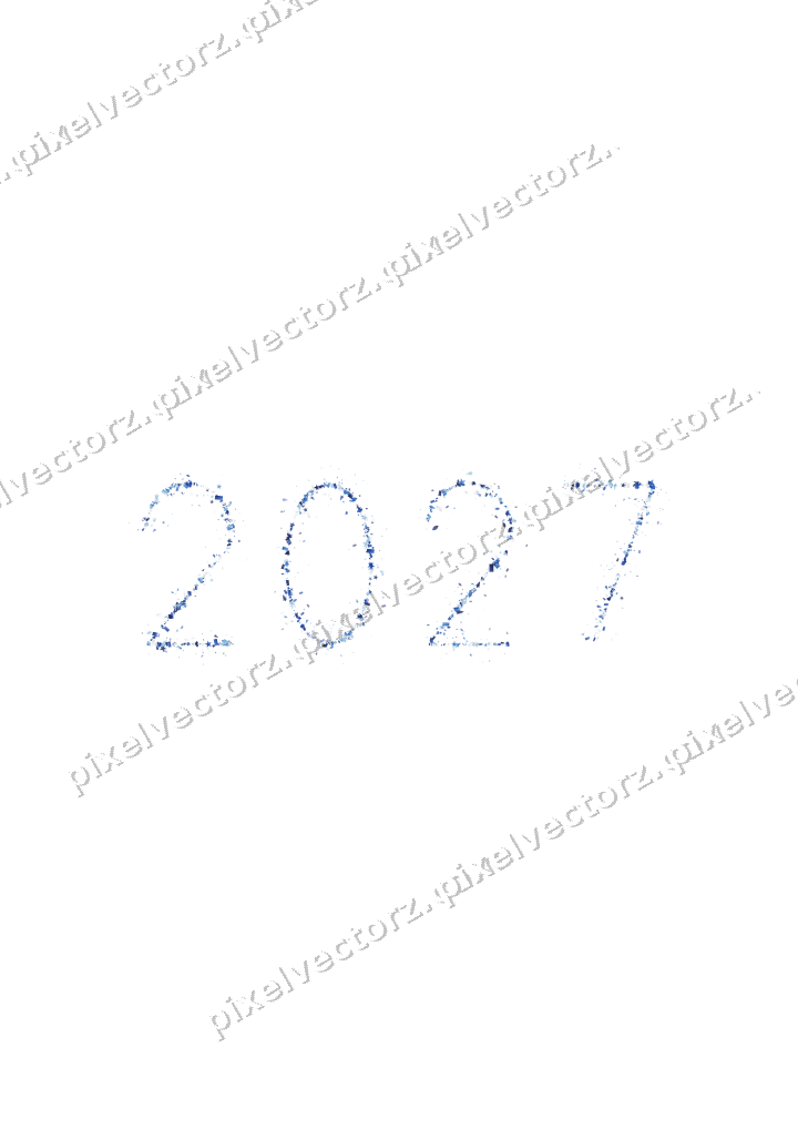 Nahtlose Glitzerzahl 2027 in Blau und Türkis auf transparentem Grund