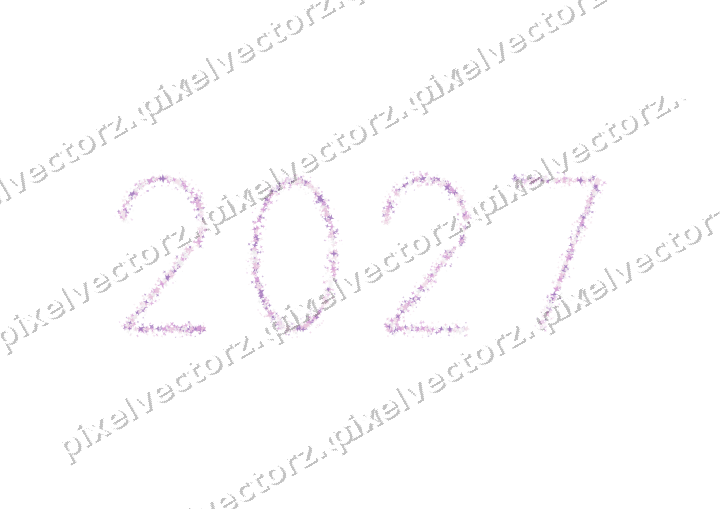 Nahtlose Glitzerzahl 2027 aus Sternen auf transparentem Grund