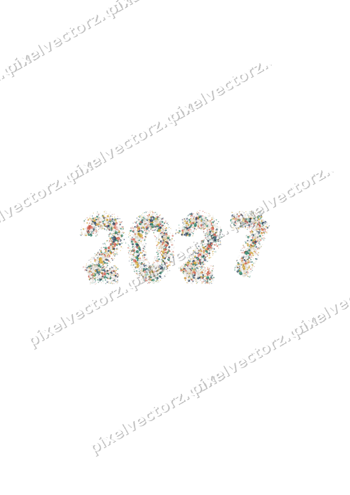 Nahtlose Glitzerzahl 2027 aus Punkten auf transparentem Grund