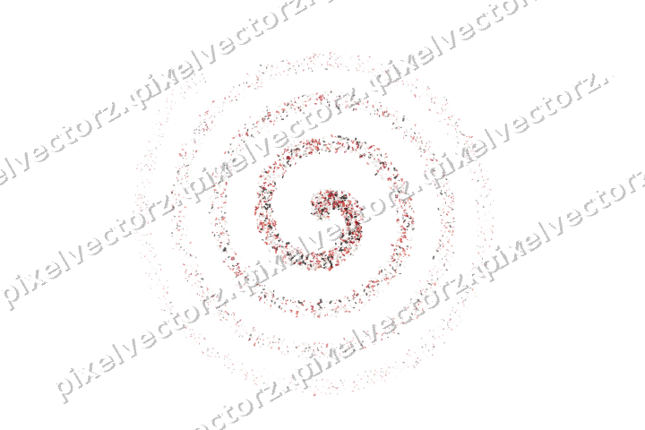 Nahtlose Glitzerspirale aus Konfetti in Rot auf transparentem Grund