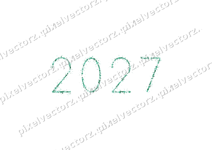 Nahtlose Glitzerzahl 2027 aus Funken auf transparentem Grund