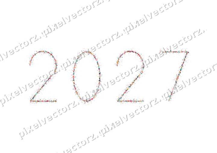Nahtlose Glitzerzahl 2027 in Rosa auf transparentem Grund
