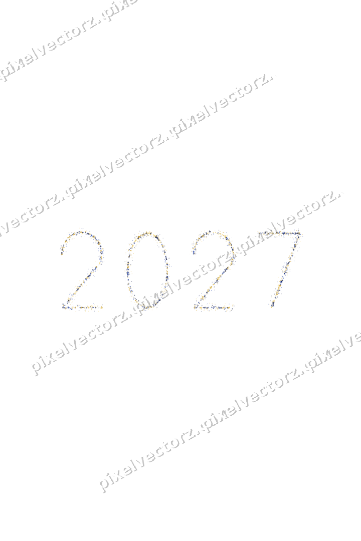 Nahtlose Glitzerzahl 2027 aus Blüten auf transparentem Grund
