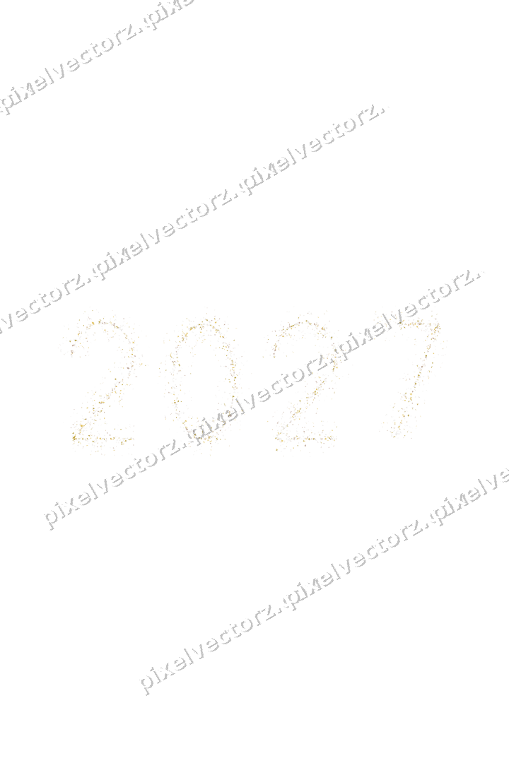 Nahtlose Glitzerzahl 2027 in Bernstein auf transparentem Grund