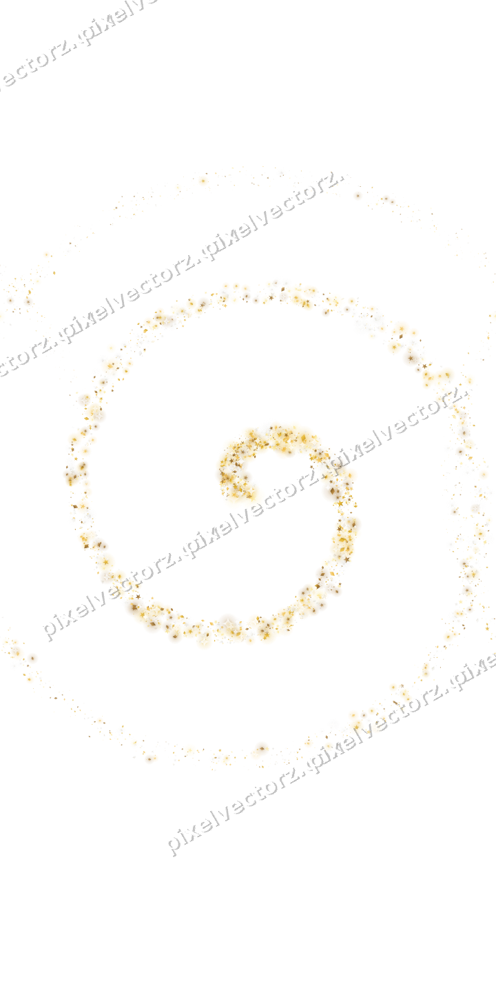 Nahtlose Glitzerspirale aus Sternen und Rauten auf transparentem Grund