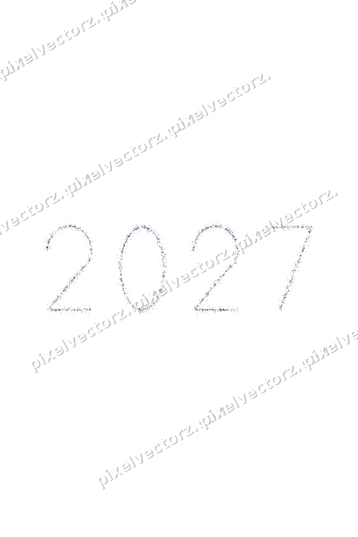 Nahtlose Glitzerzahl 2027 in Dunkelblau auf transparentem Grund