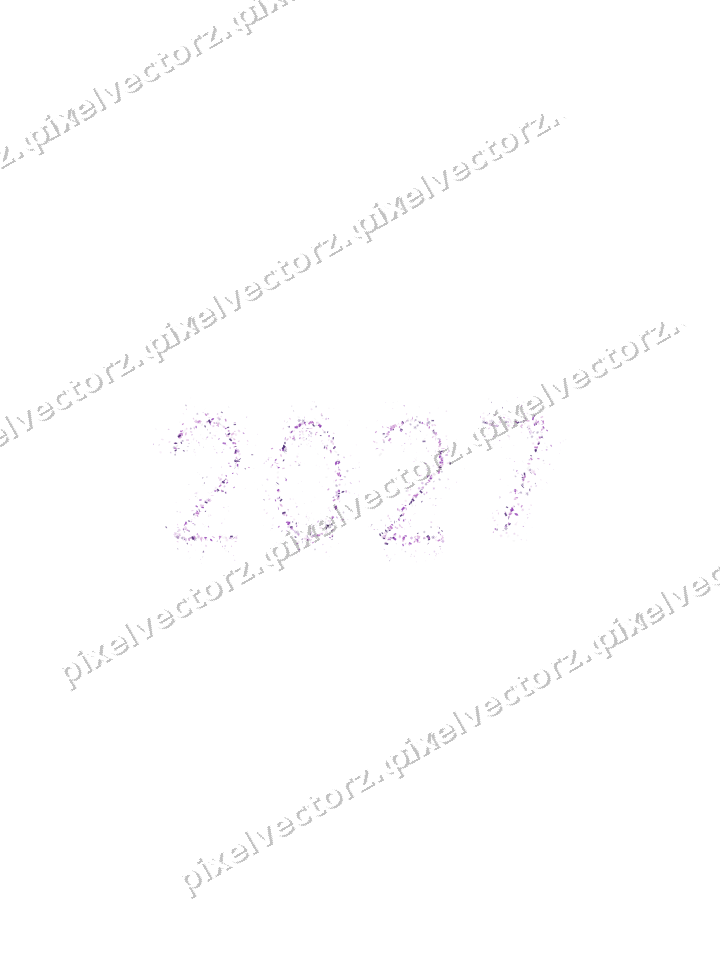 Nahtlose Glitzerzahl 2027 in Violett auf transparentem Grund