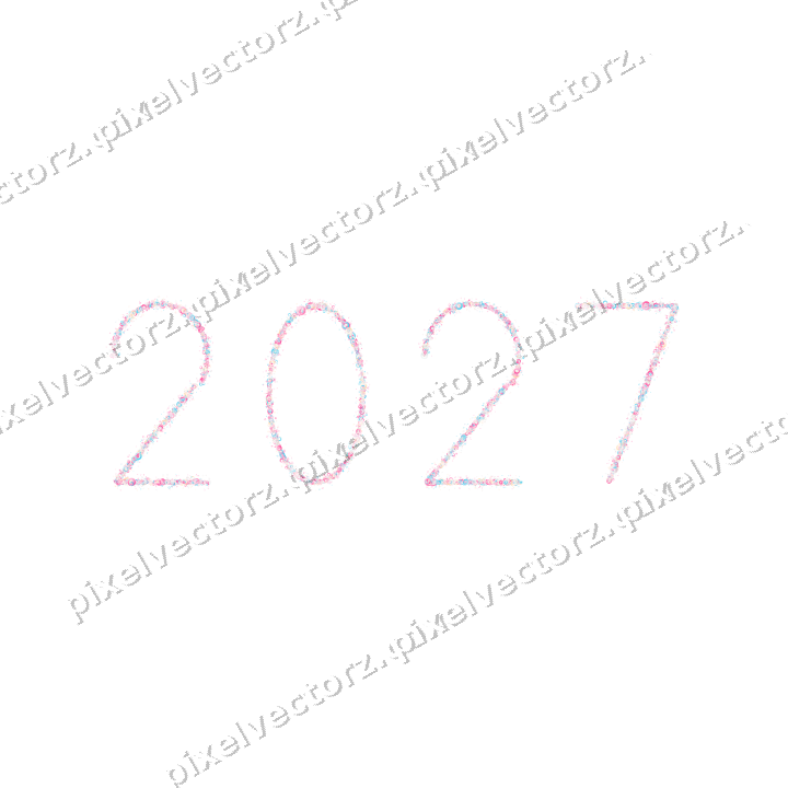 Nahtlose Glitzerzahl 2027 in Rosa und Türkis auf transparentem Grund