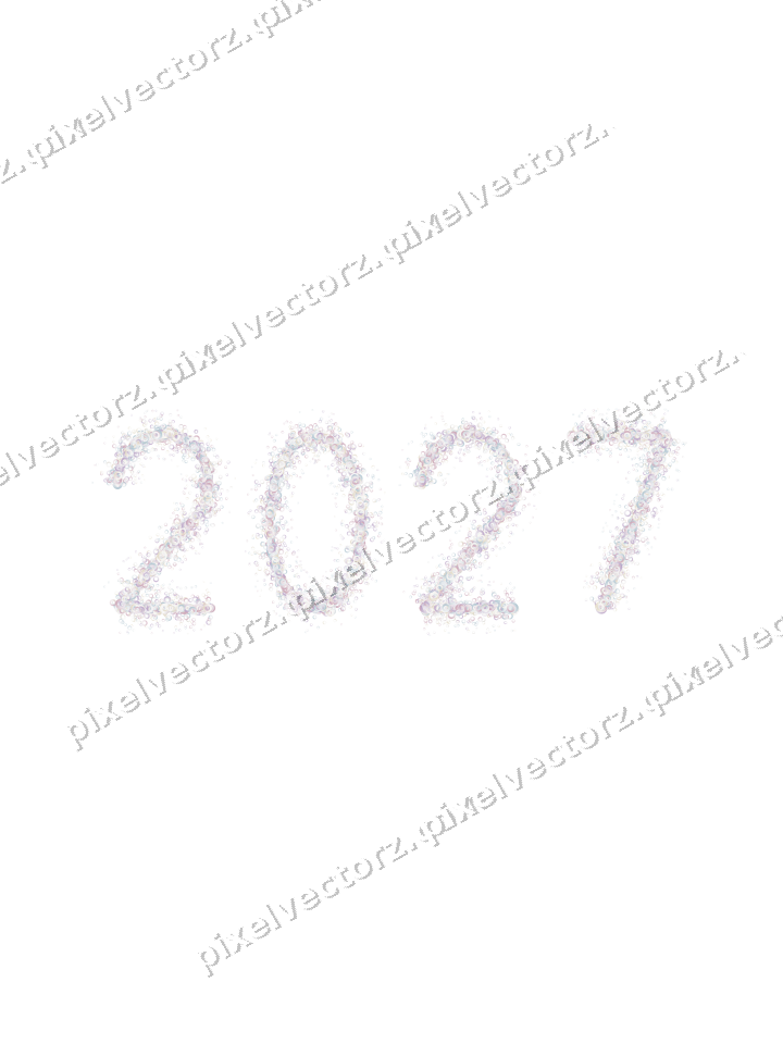Nahtlose Glitzerzahl 2027 aus Ringen auf transparentem Grund