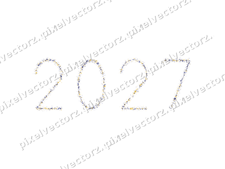 Nahtlose Glitzerzahl 2027 in Dunkelblau auf transparentem Grund