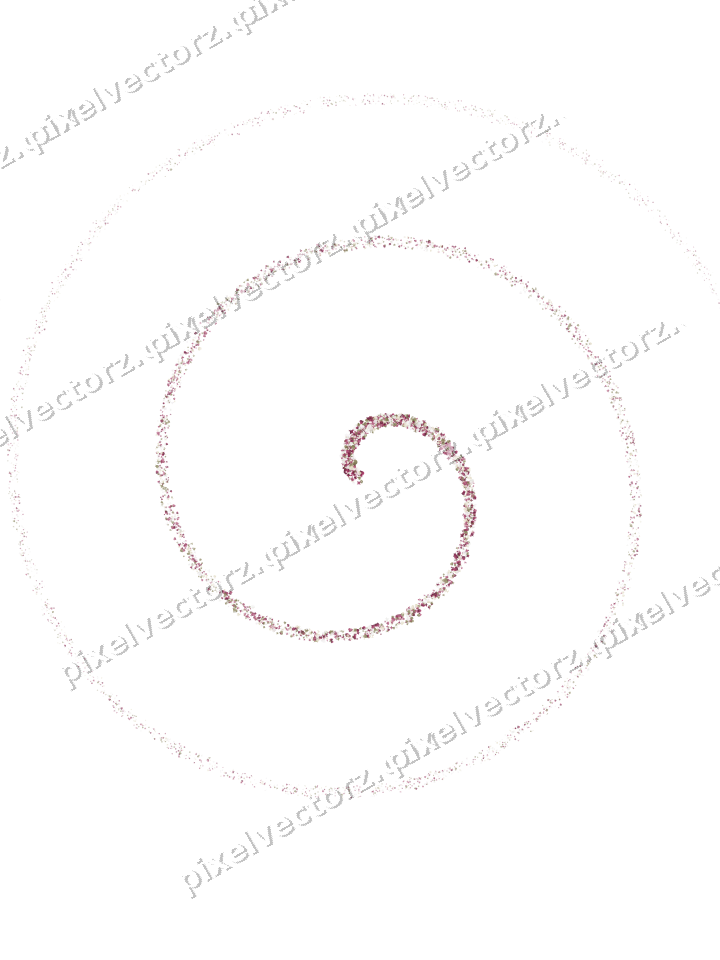 Nahtlose Glitzerspirale aus Funken und Herzen auf transparentem Grund