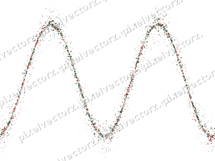 Nahtlose Glitzerwelle aus Herzen und Punkten auf transparentem Grund