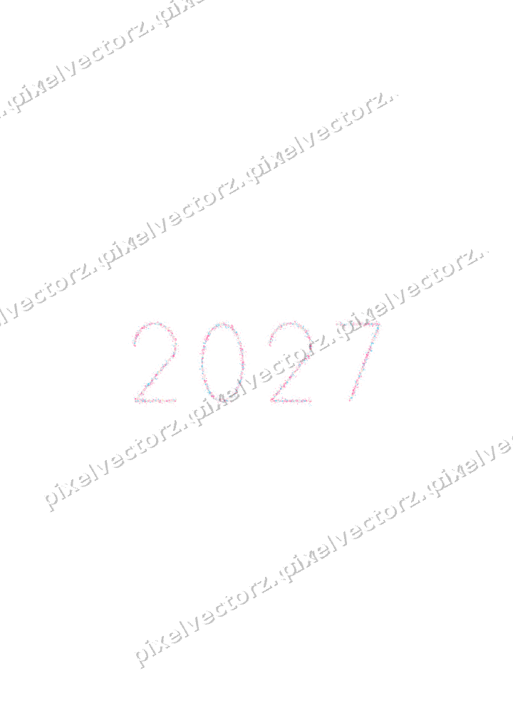 Nahtlose Glitzerzahl 2027 in Rosa und Türkis auf transparentem Grund
