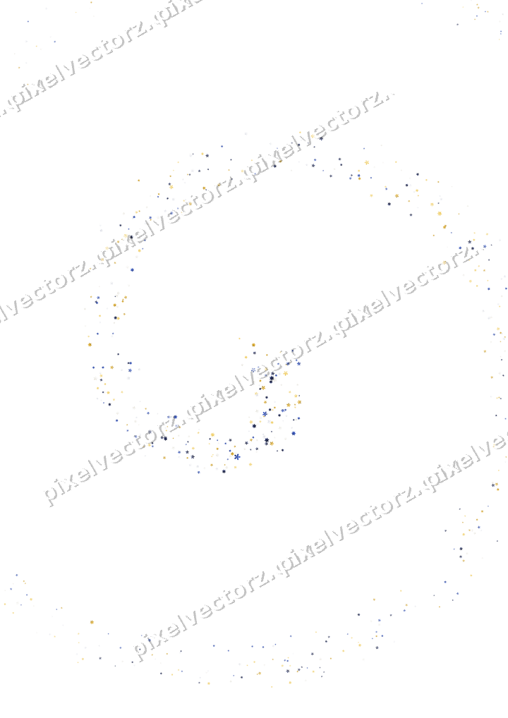 Nahtlose Glitzerspirale aus Sternen und Blüten auf transparentem Grund
