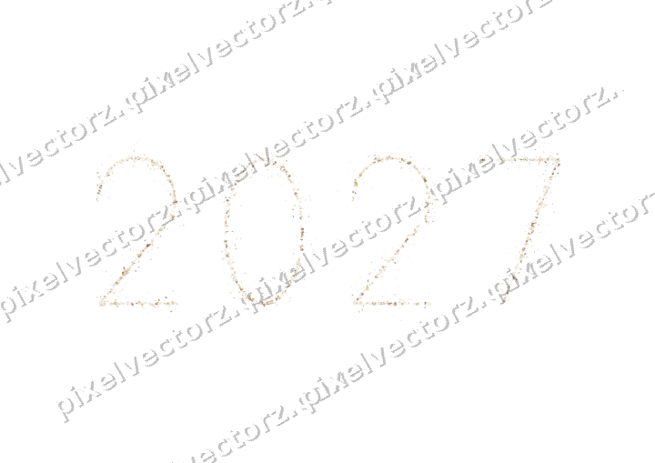 Nahtlose Glitzerzahl 2027 aus Weihnachtsbäumen auf transparentem Grund