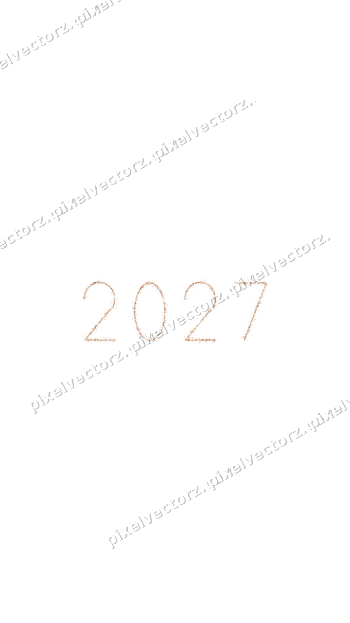 Nahtlose Glitzerzahl 2027 in Orange auf transparentem Grund