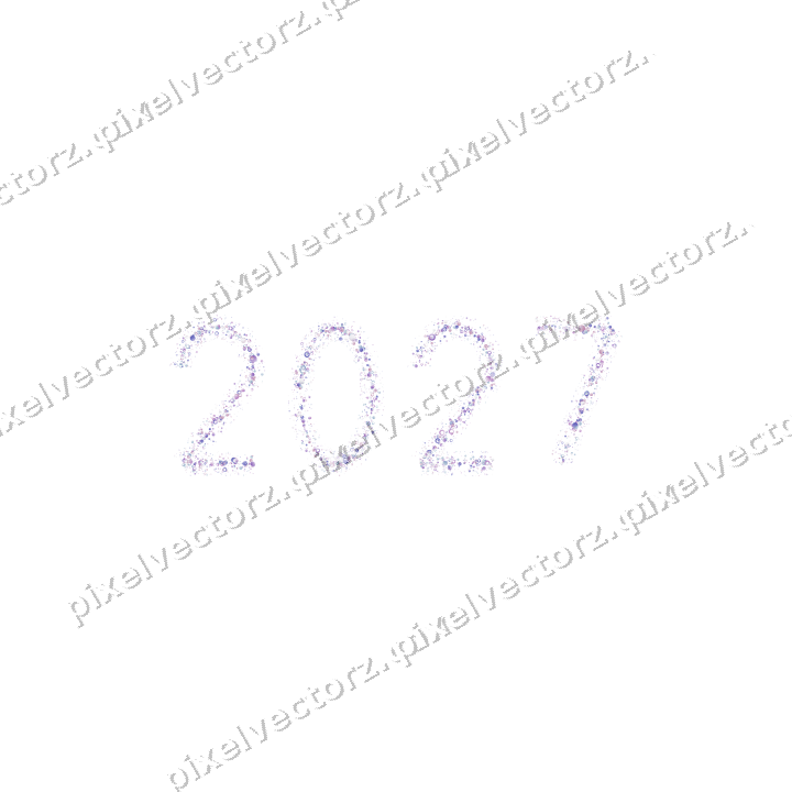 Nahtlose Glitzerzahl 2027 in Violett und Blau auf transparentem Grund