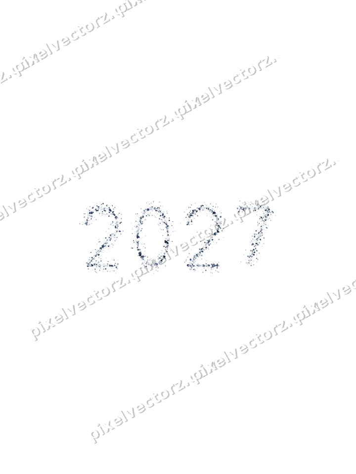 Nahtlose Glitzerzahl 2027 in Dunkelblau auf transparentem Grund