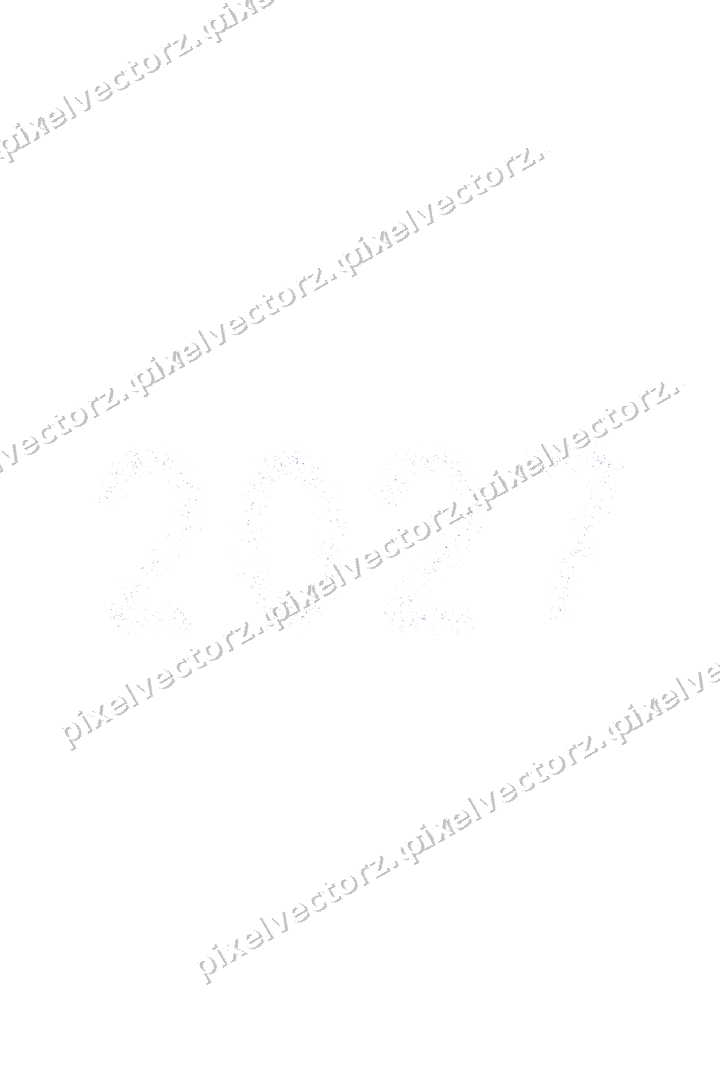 Nahtlose Glitzerzahl 2027 aus Weihnachtsbäumen auf transparentem Grund