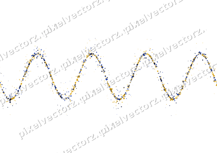 Nahtlose Glitzerwelle aus Punkten in Bernstein auf transparentem Grund