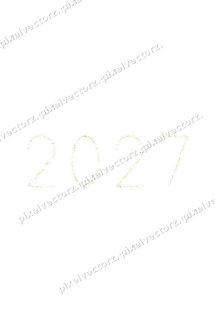 Nahtlose Glitzerzahl 2027 in Limette und Gelb auf transparentem Grund