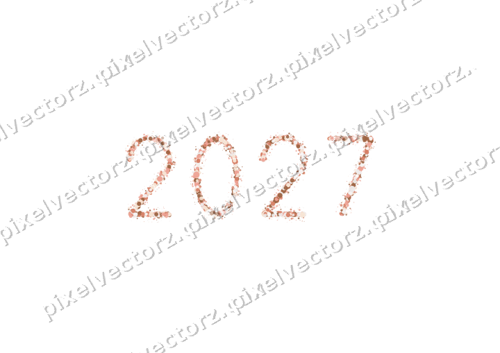 Nahtlose Glitzerzahl 2027 aus Punkten auf transparentem Grund