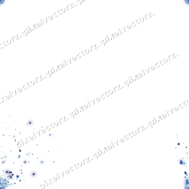 Nahtloser Glitzerfächer aus Sternen in Blau auf transparentem Grund