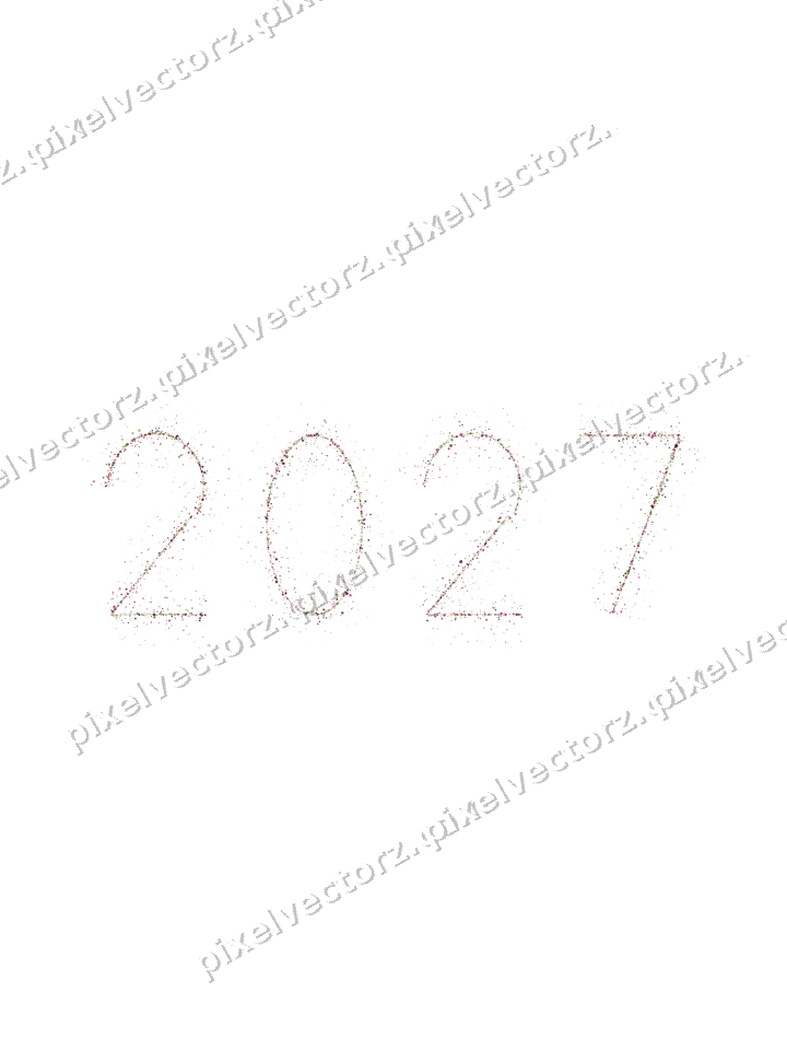 Nahtlose Glitzerzahl 2027 in Limette und Rosa auf transparentem Grund