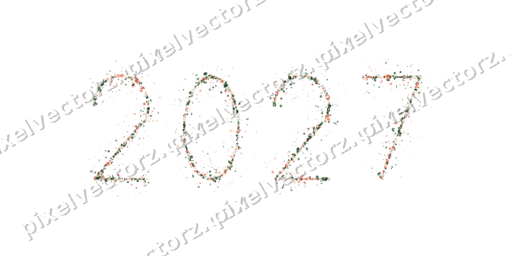Nahtlose Glitzerzahl 2027 in Dunkelgrün auf transparentem Grund