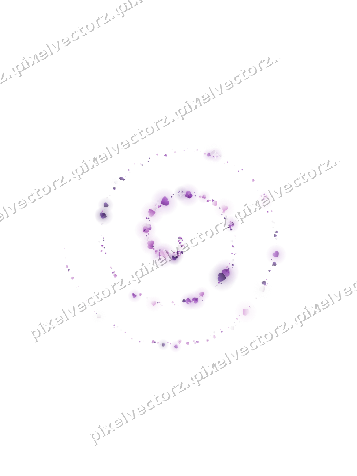 Nahtlose Glitzerspirale aus Herzen in Violett auf transparentem Grund