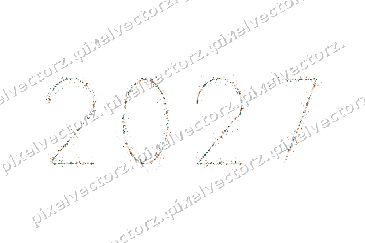 Nahtlose Glitzerzahl 2027 in Dunkelgrün auf transparentem Grund