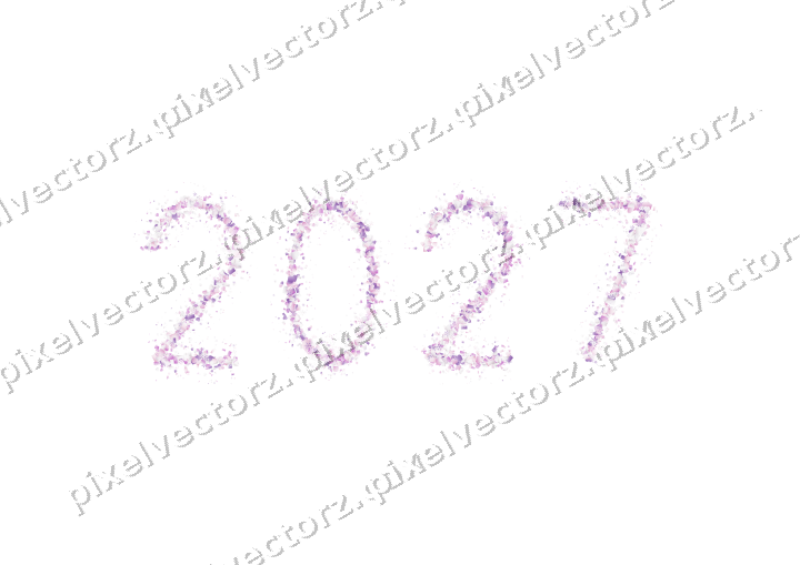 Nahtlose Glitzerzahl 2027 in Magenta auf transparentem Grund
