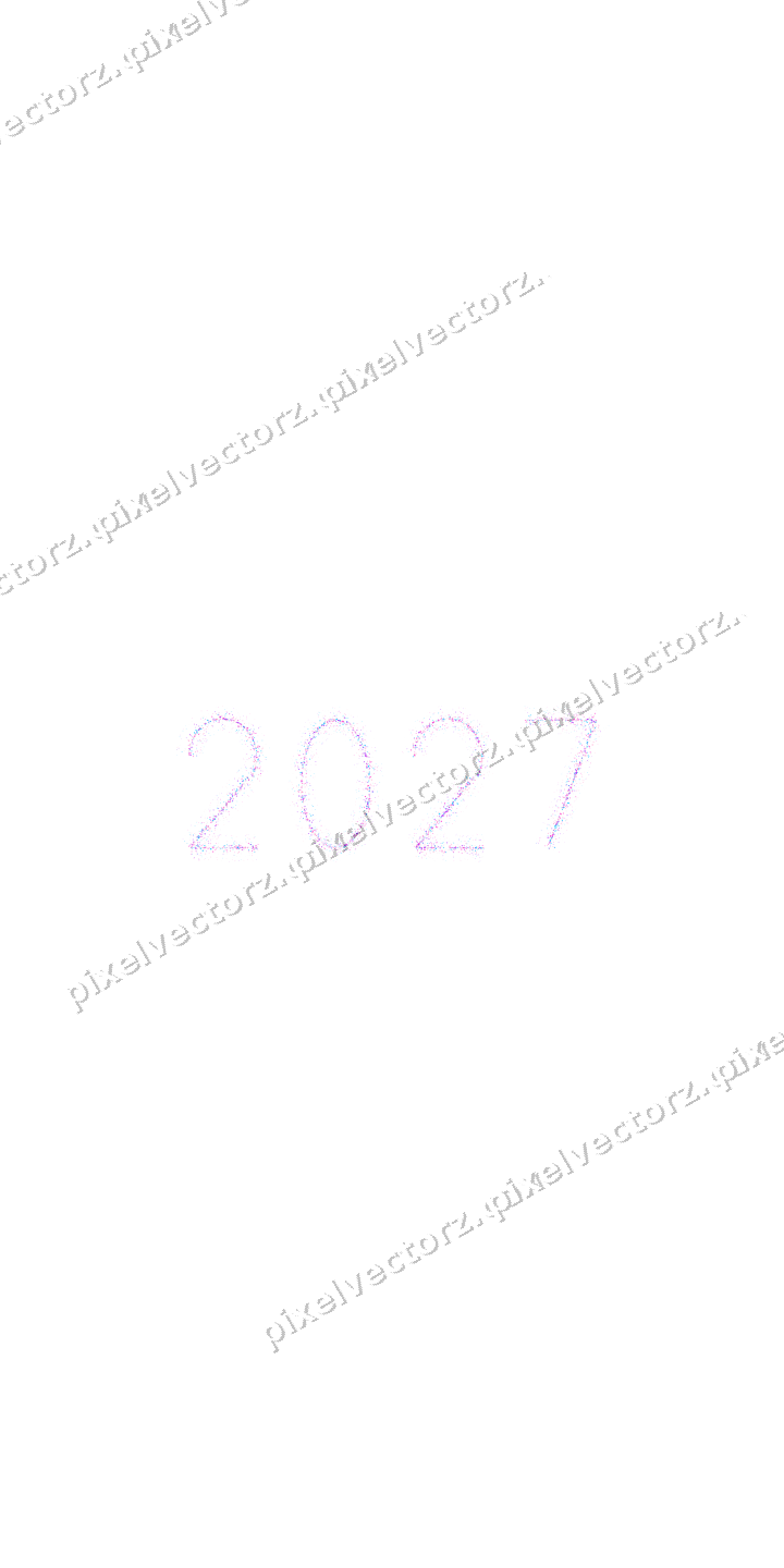 Nahtlose Glitzerzahl 2027 aus Punkten auf transparentem Grund