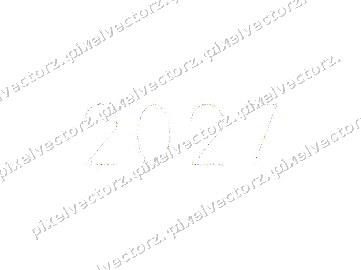 Nahtlose Glitzerzahl 2027 in Bernstein auf transparentem Grund