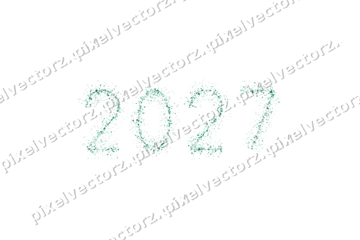 Nahtlose Glitzerzahl 2027 auf transparentem Grund