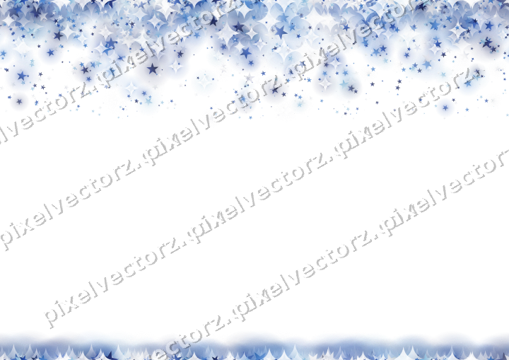 Nahtloser Glitzerregen aus Sternen in Blau auf transparentem Grund